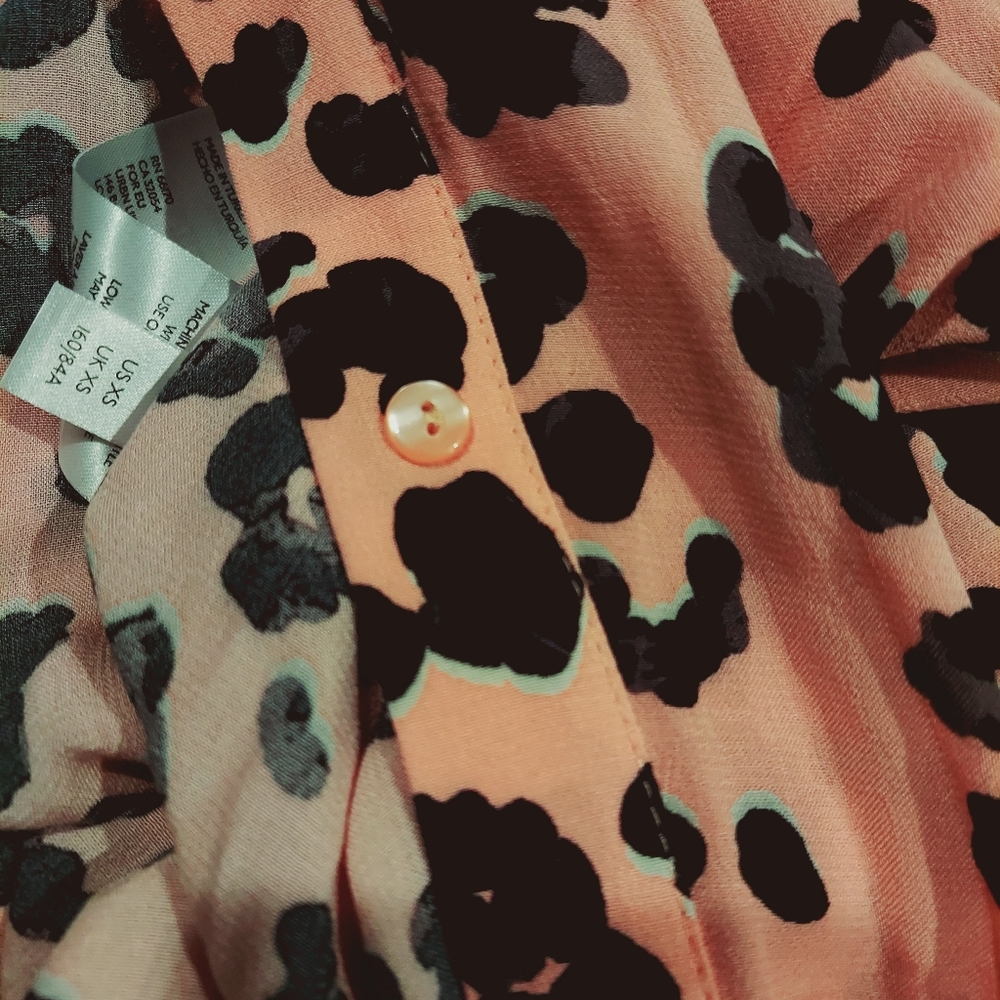 🦋🍄Maeve by Anthropologie pink leopard print shirt dress duster - Picture 6 of 6
